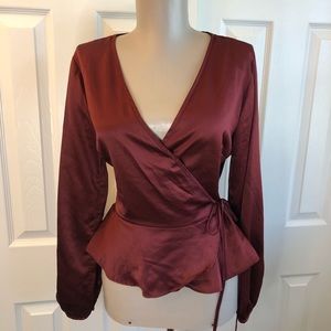 Red satin top Forever 21